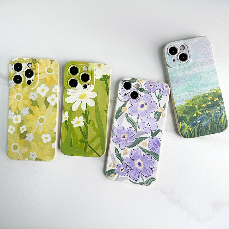 【超夯熱銷，限時特價】iPhone油畫花朵液態硅膠手機殼